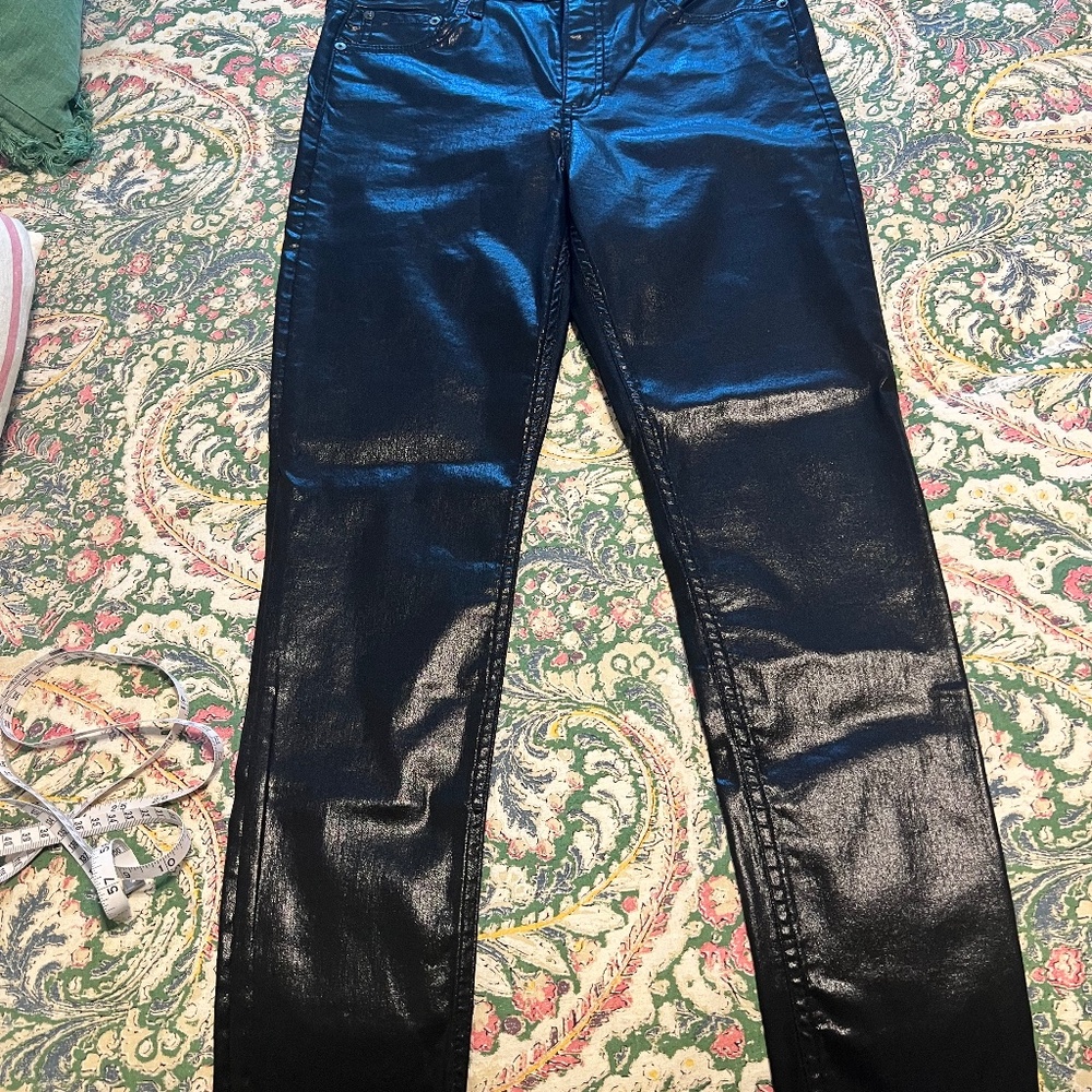 Rag & bone shiny black skinny jeans